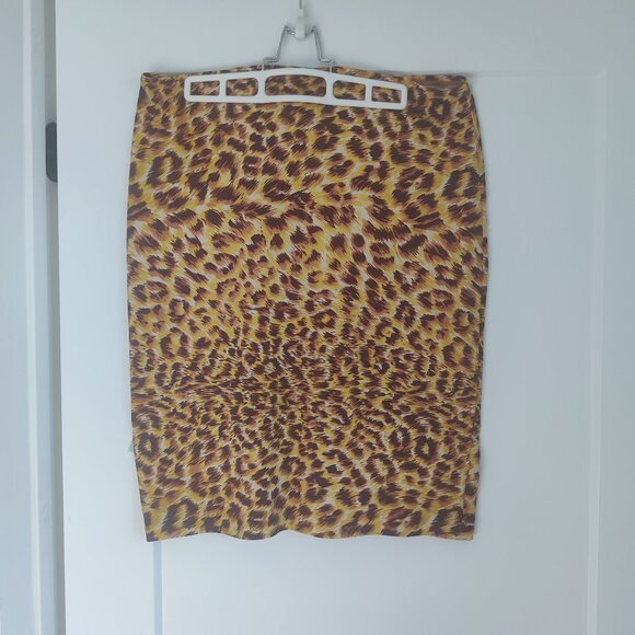 NORMA KAMALI Leopard Stretch Jersey Pencil Skirt Size Large - Picture 1 of 5